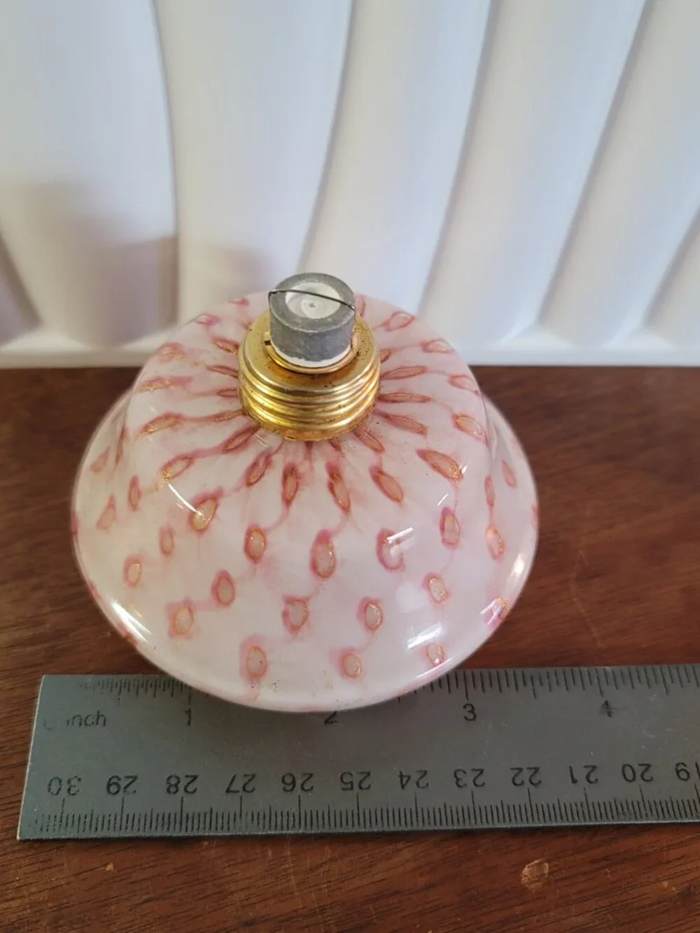 Rare Victorian Antique Blown Opalescent Polka Dot Glass Oil Lamp